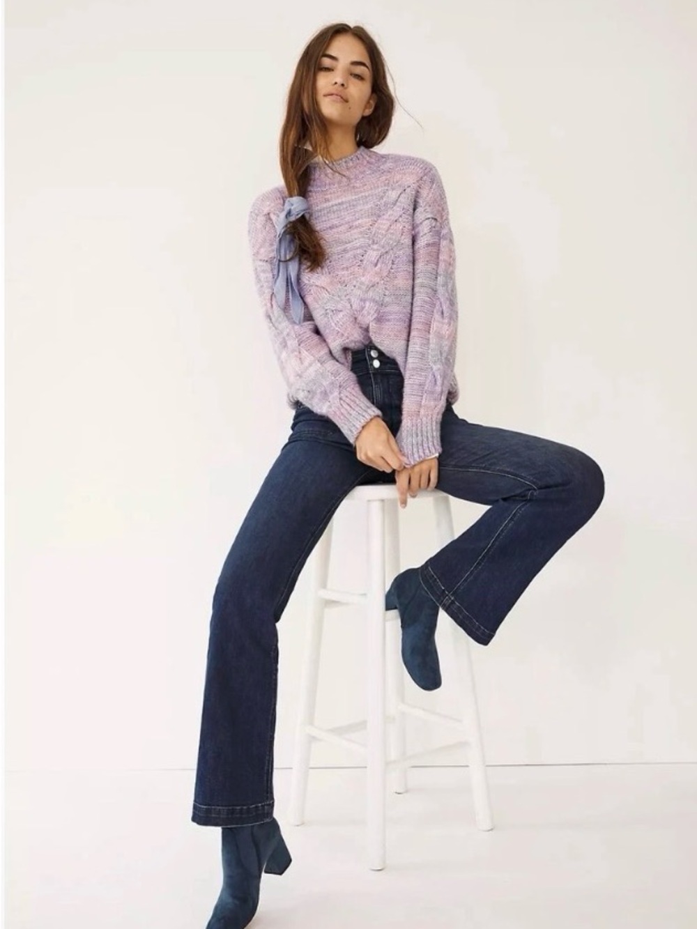 Pilcro Anthropologie Dark Blue Flare Jeans with Front Zip and Back PatchPockets